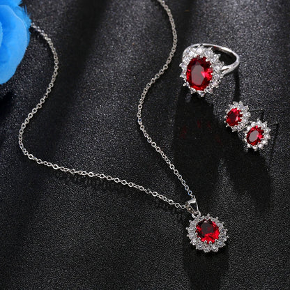 Fashion Blue Crystal Stone Wedding Jewelry Sets For Brides Silver Color Necklace Set For Women African Jewelry Sets & More