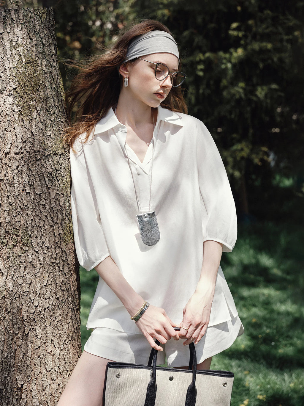 FSLE Linen Lazy Shirt Women 2025 Summer New Korean Version Pullover Loose Three-quarter Sleeve Shirt