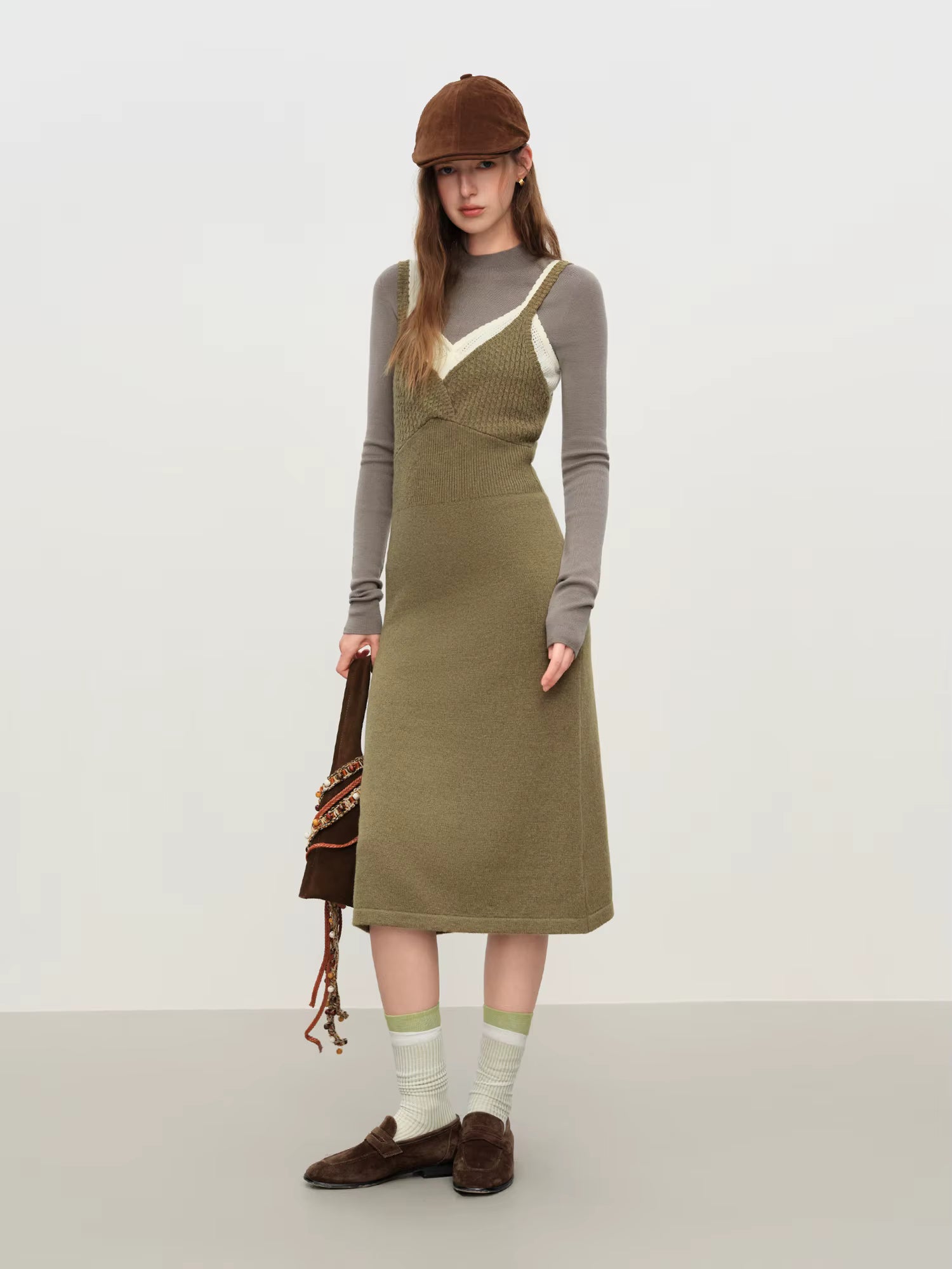 Women's Sleeveless Slip Dress Set 2025 Autumn Winter Knit Two Piece Outfit Relaxed Fit Loungewear Trendy Vest Strappy Dress