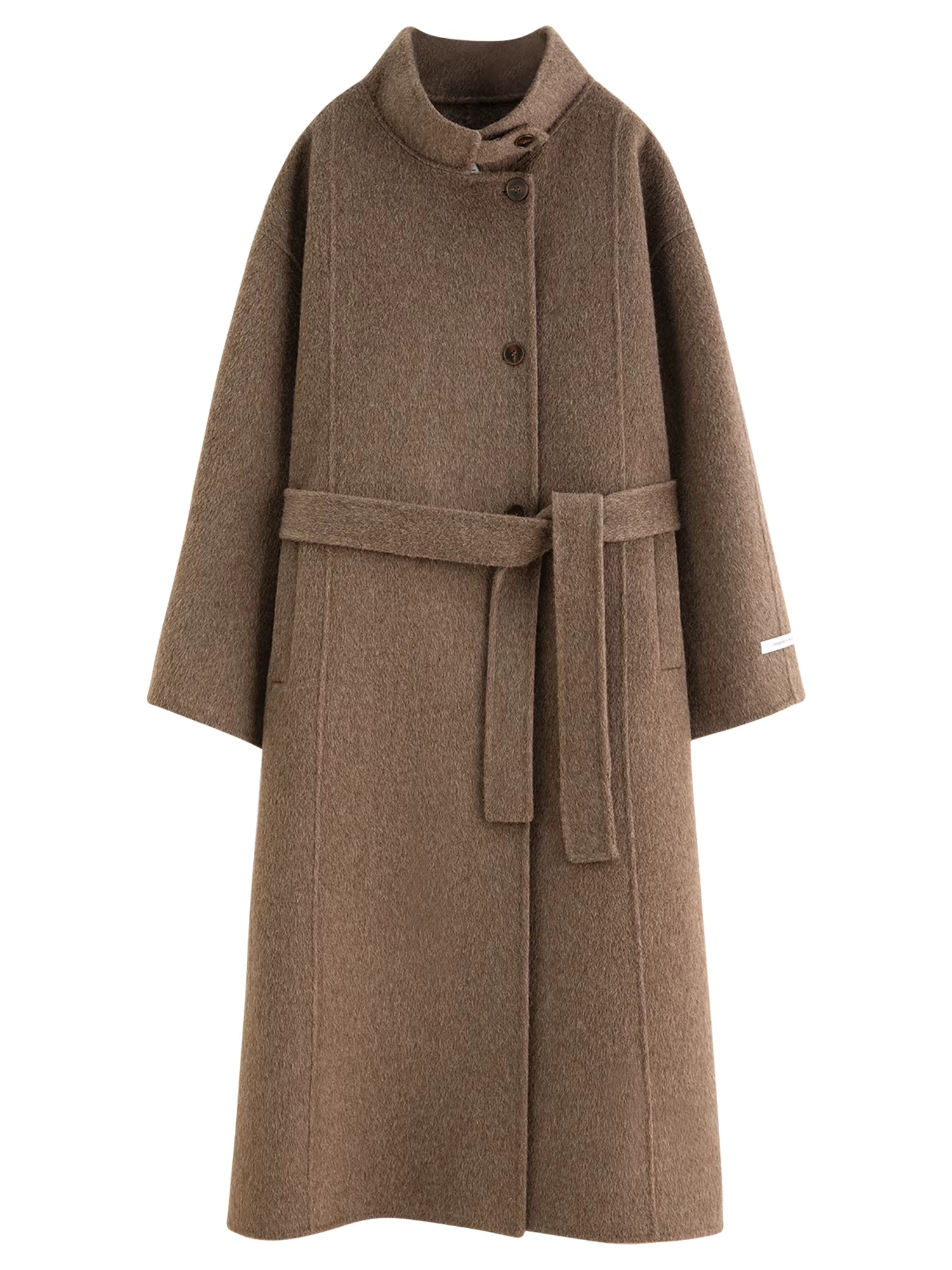 2025 New Women's Elegant Stand Collar 100% Wool Double-Faced Long Coat Diamond-Shaped Tailoring Autumn Winter Outerwear