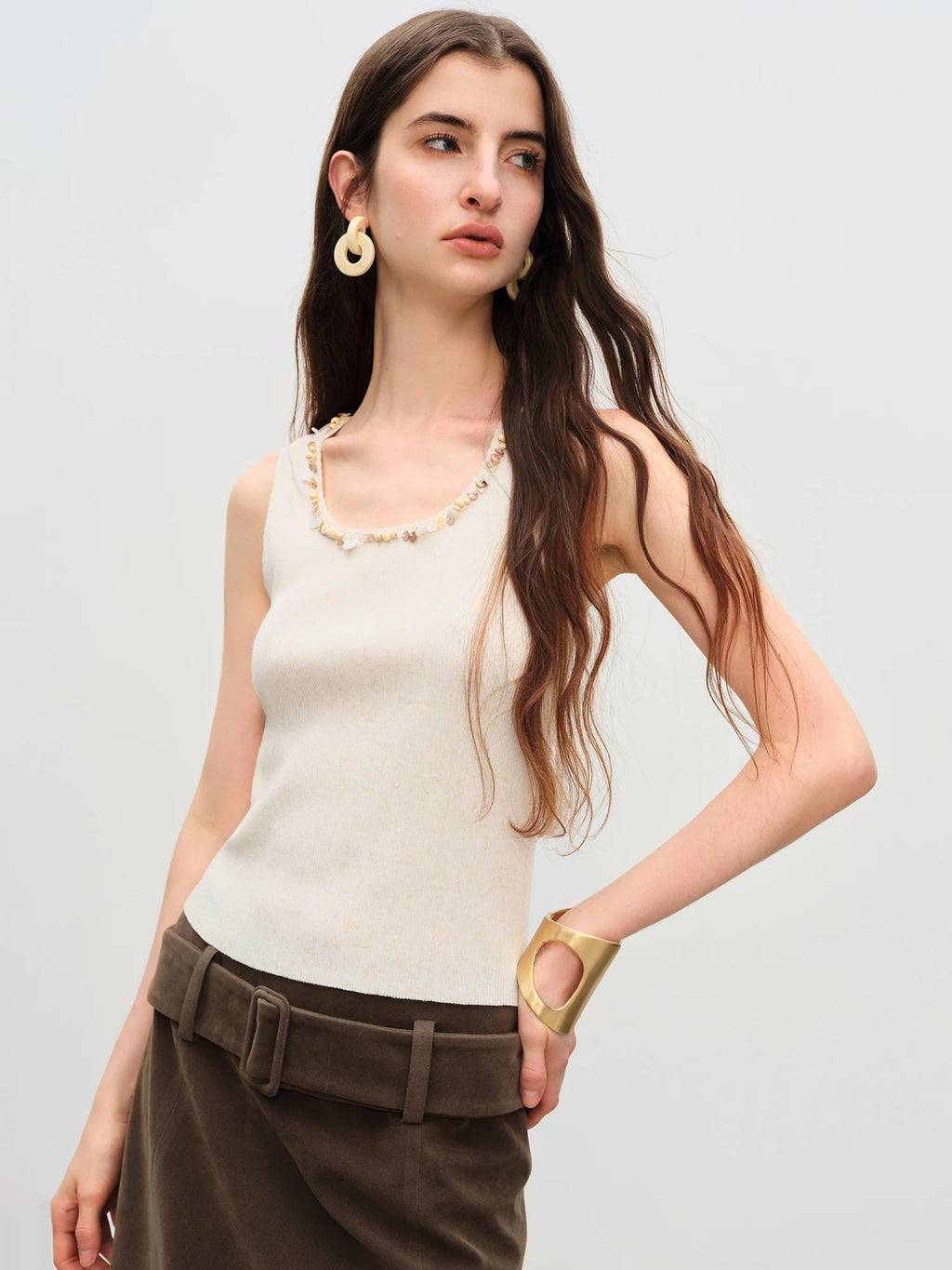 FSLE【Premium Series】Autumn 2025 Women's Contoured Fit Sleeveless Knitted Tank - Breathable Stretch Layering Top Office Casual