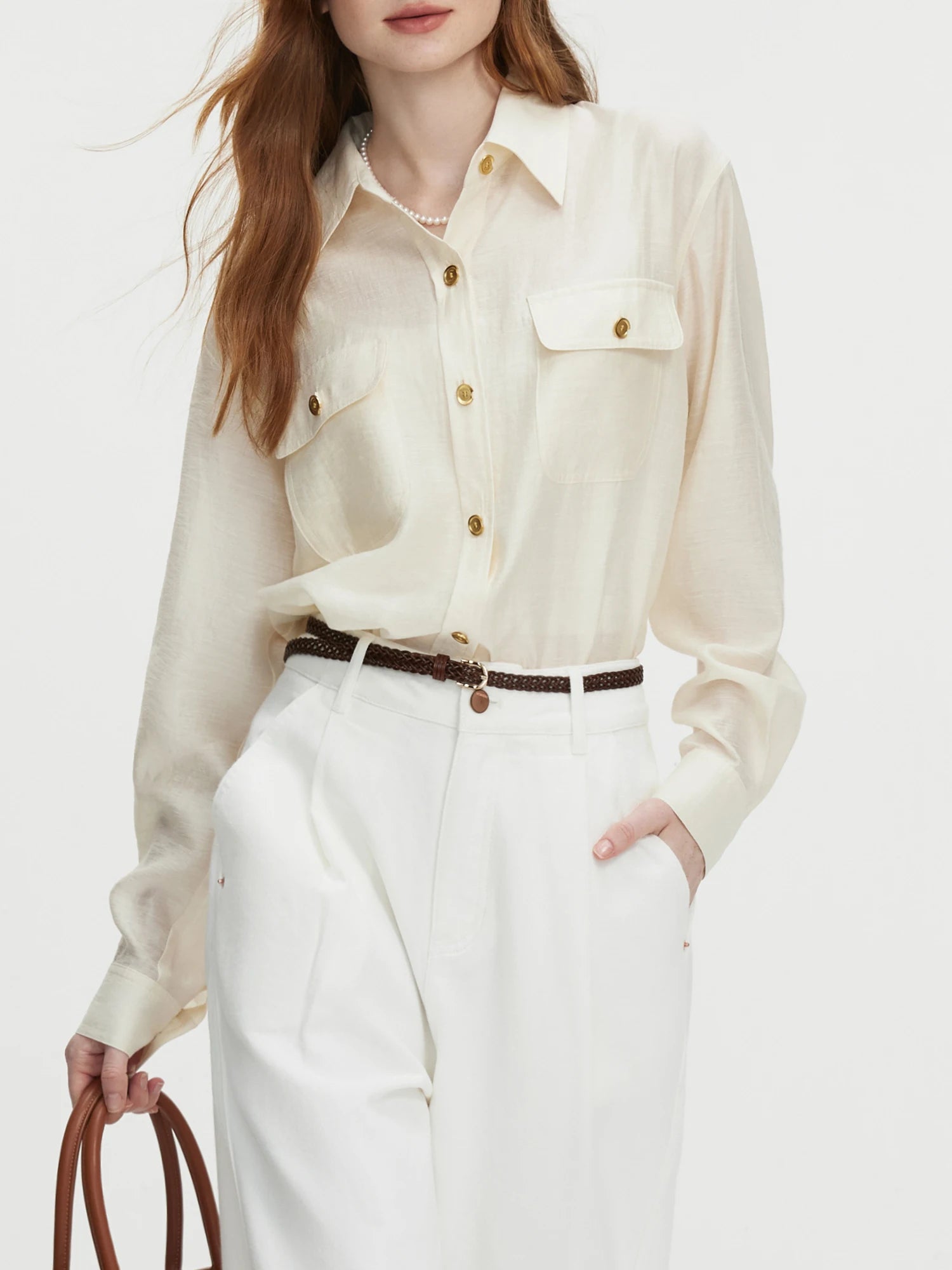 FSLE Office Lady Work Style Shirt Jacket for Women's Autumn Leisure Commuting 2024 Autumn New Metal Button Shirt 24FS13171