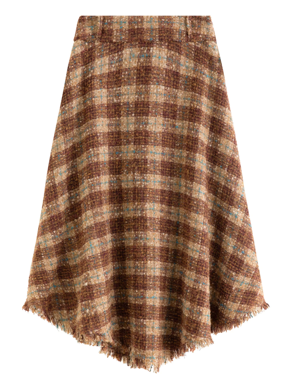 Elegant Women's Winter 2025 Retro Plaid Asymmetrical Hem A-line Skirt - Wide Waistband Slimming Design Elegance Skirts