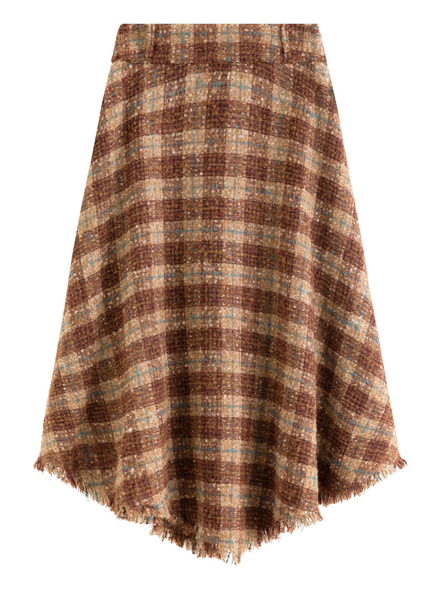 Elegant Women's Winter 2025 Retro Plaid Asymmetrical Hem A-line Skirt - Wide Waistband Slimming Design Elegance Skirts