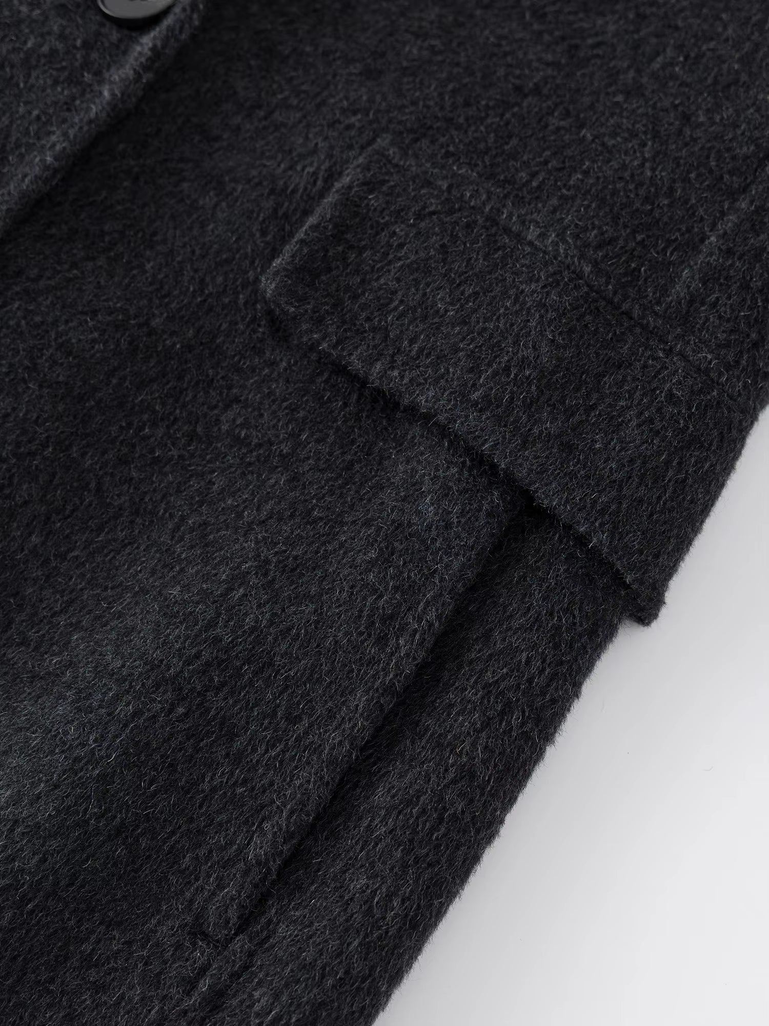 Cashmere Double-breasted Collar Woolen Coat Women 2025 Winter Commuting Light Blue Casual Loose Lazy Simple Coat