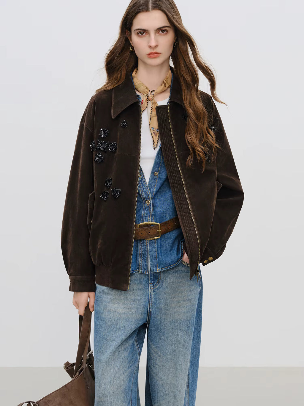 【Premium Series】 Luxury Casual Series Vintage Beaded Suede Jacket with Pearl Embroidery Women Winter 2025 New Arrival