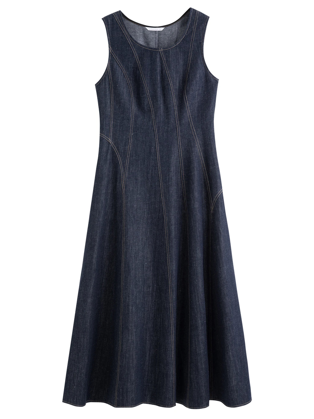 DUSHU Plus Size Denim Dress Women Summer Lyocell Tencel Breathable Slim Vest Dress Line Carved Dress