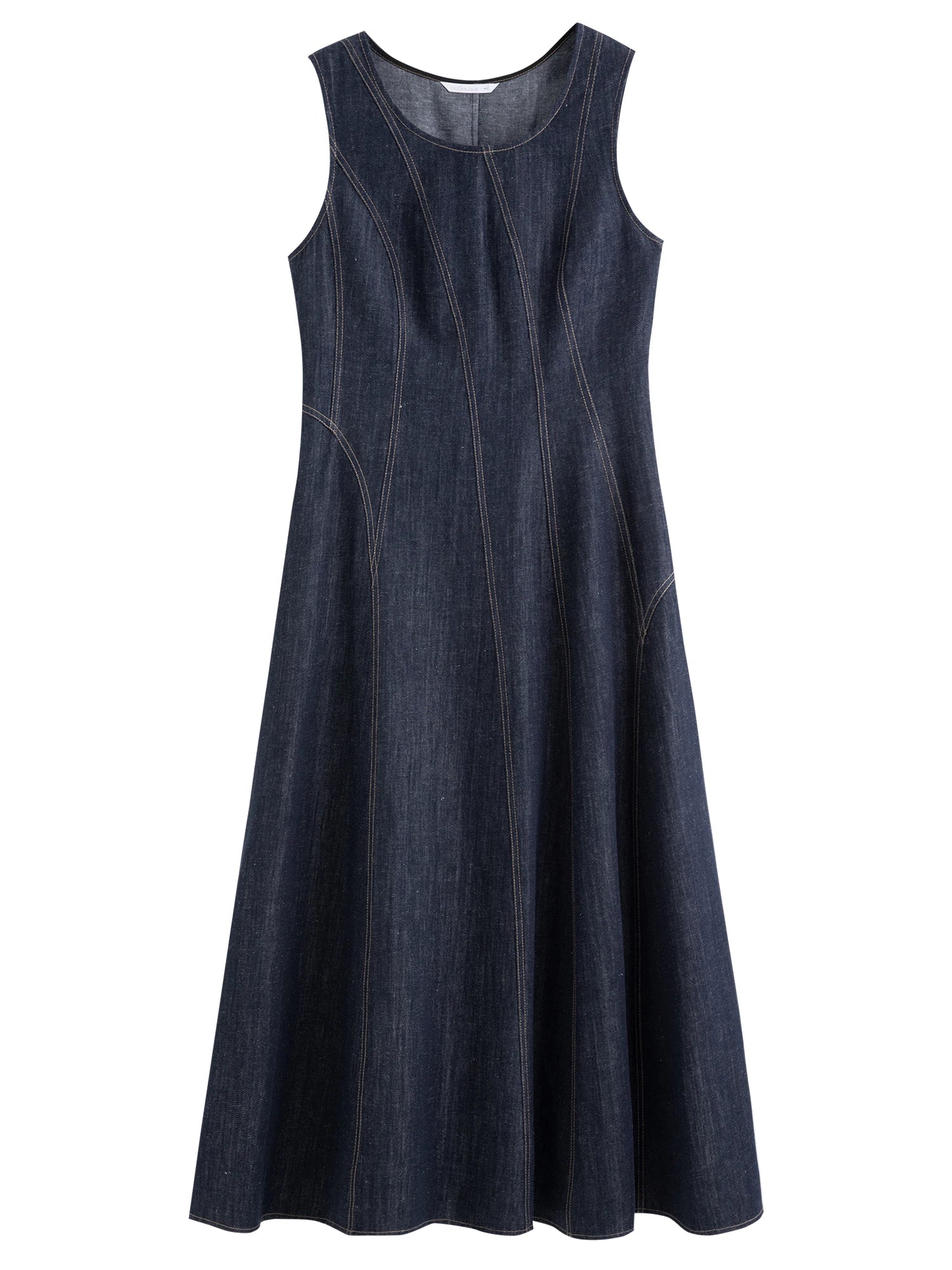 DUSHU Plus Size Denim Dress Women Summer Lyocell Tencel Breathable Slim Vest Dress Line Carved Dress