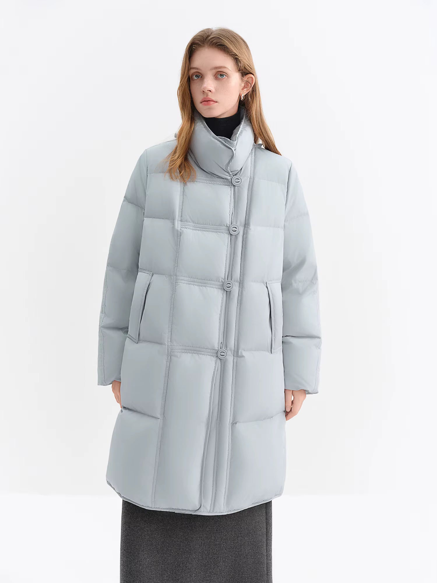 Standing Collar Detachable Knit Hat Fitted Waist Down Jacket for Women Winter 2025 New Collection 90% White Duck Down Coats