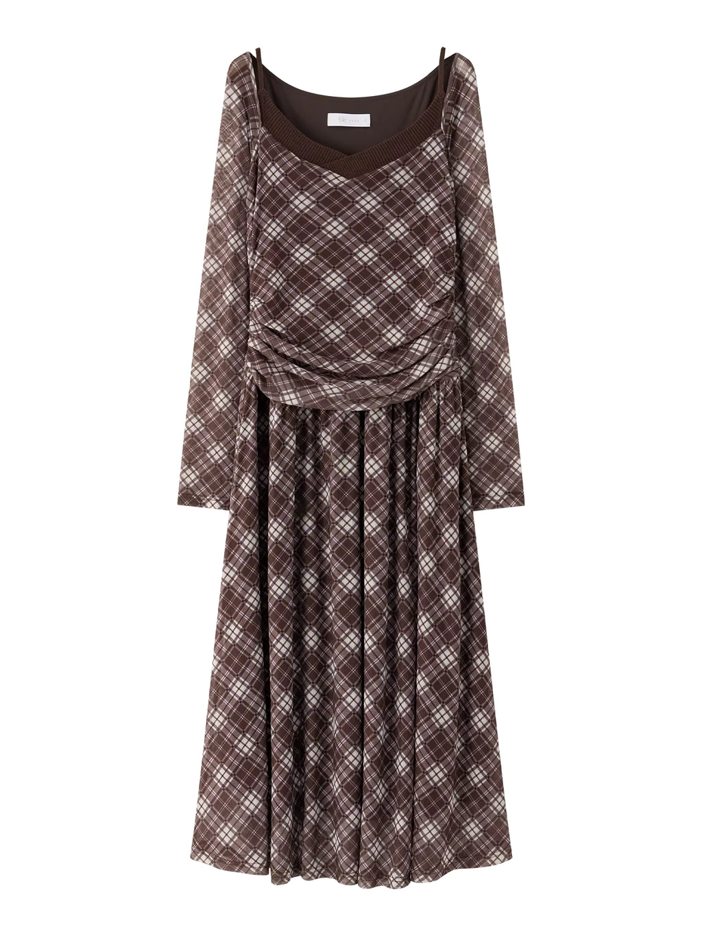 Elegant Women's Vintage Plaid Pleated Faux Two Piece Slimming Fitted Dress for Winter 2025 New High Waist Travel Dresses