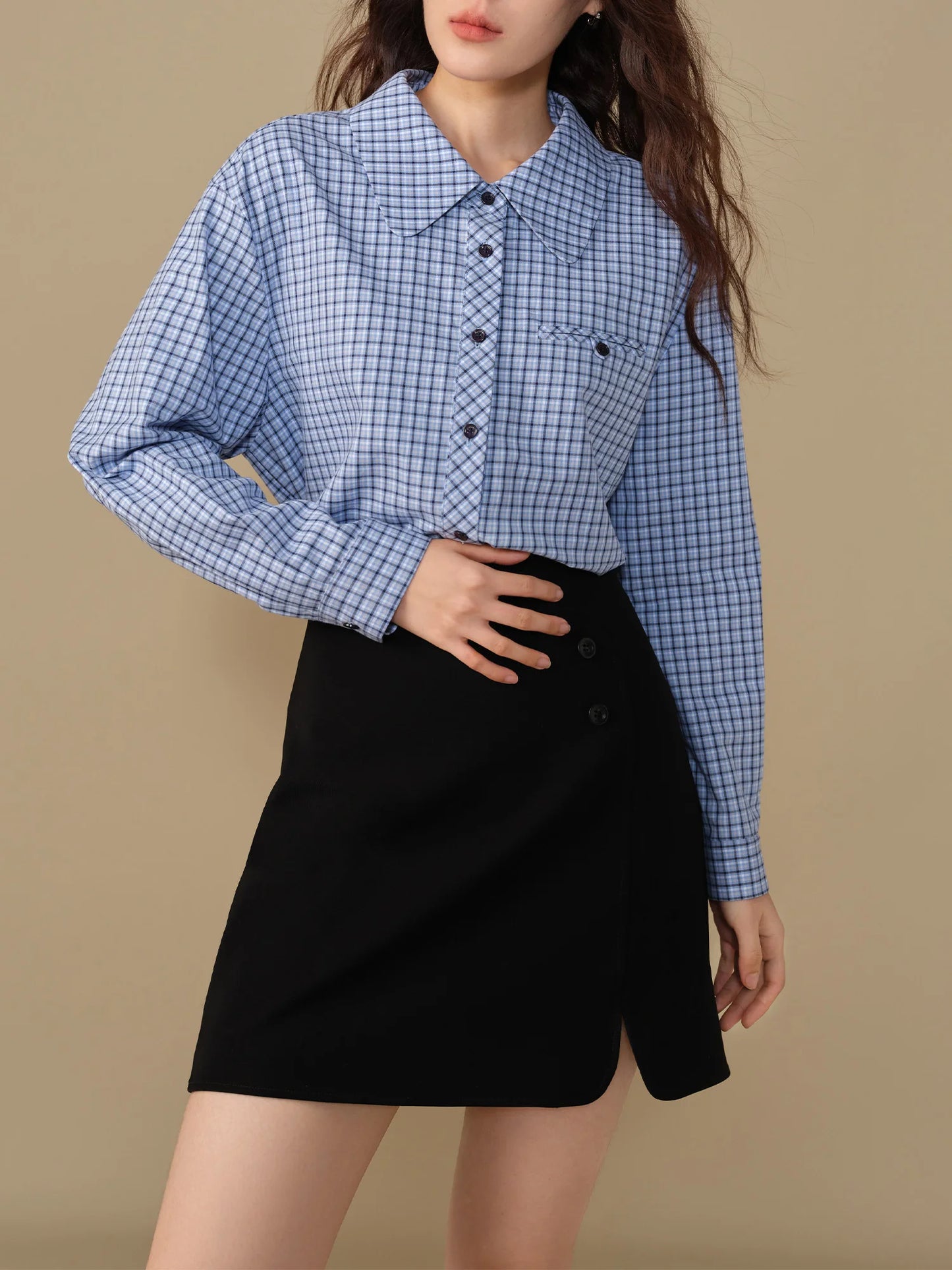 DUSHU Women's Retro Checkered Shirt Jacket 2024 Winter New Lazy Style Casual Versatile Women Shirt Casual Loose 24DS84243