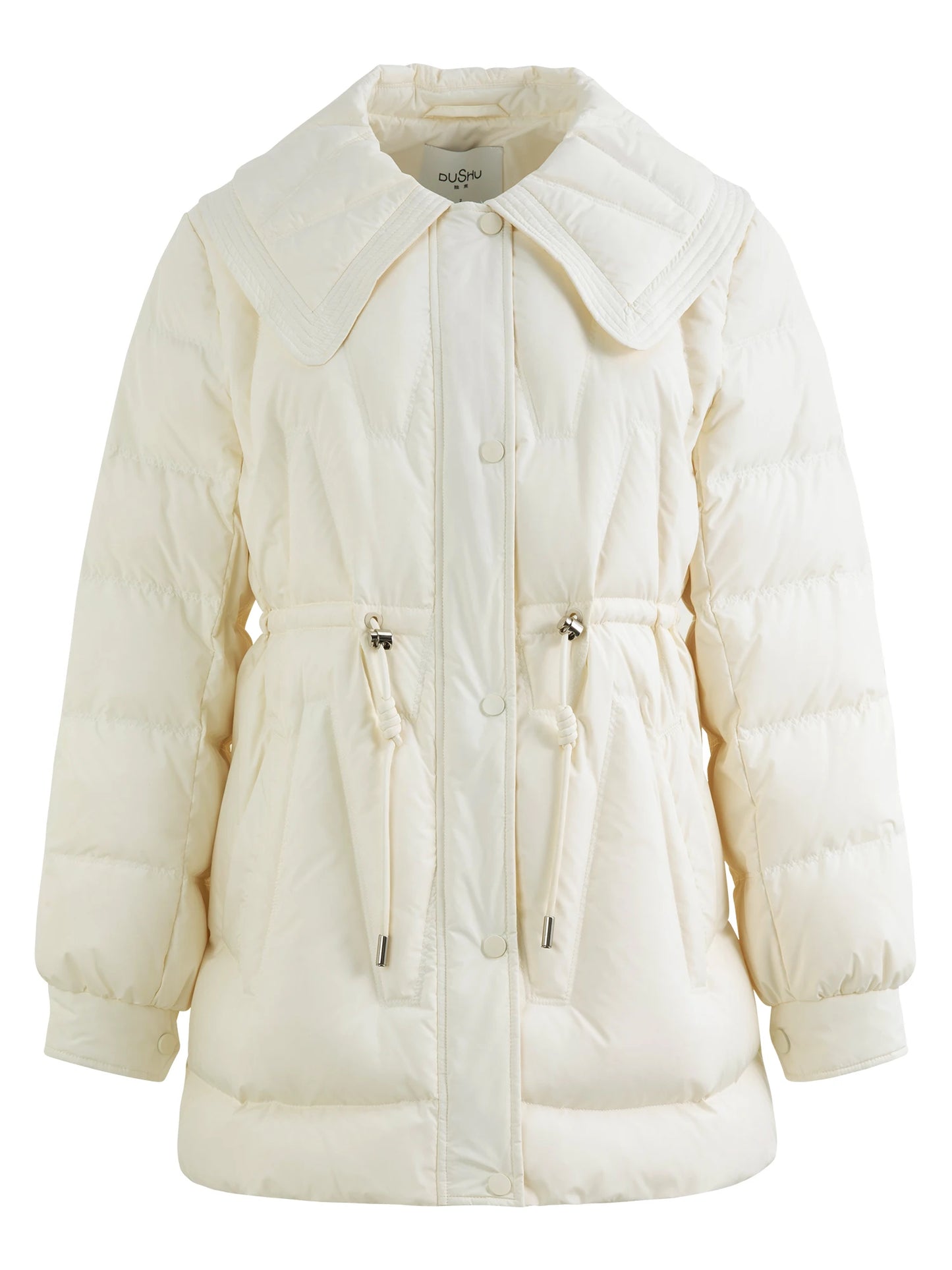 DUSHU 150.1G Filling Amount White Down Jacket For Women 2024 Winter White Duck Down Light Warm Down Coat 24DS84047