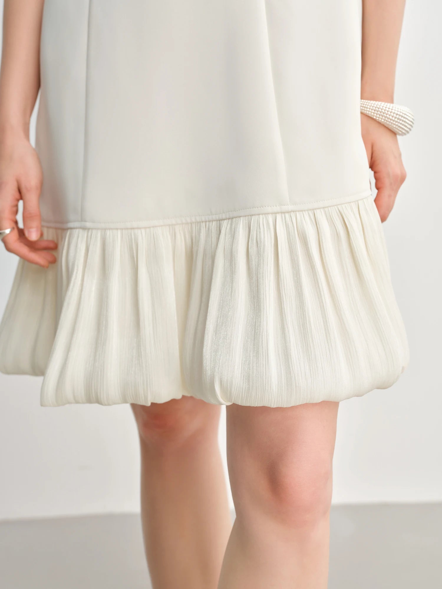 DUSHU Women Elegant Temperament Splicing Dress For Women 2025 Summer New French Style Cloud Dress Fashion Short Dress