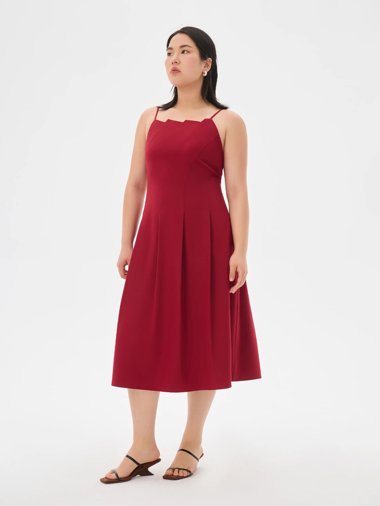 DUSHU 2025 Summer Women's Origami Collar Maxi Dress - Convertible Dual Silhouette & Waist-Emphasizing Elegance