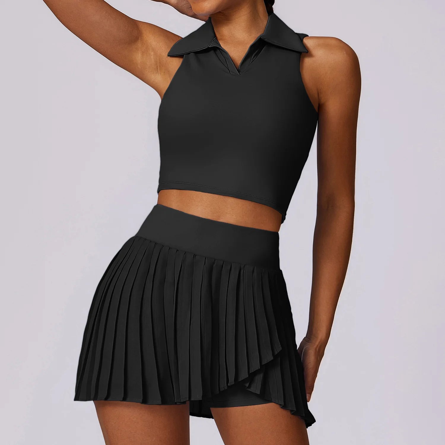 ventilate 2-Piece Yoga Tennis Skirt Set Gym Outer Wear Running Fitness Women's Golf Dance Badminton Sexy Skirt Sports Shorts