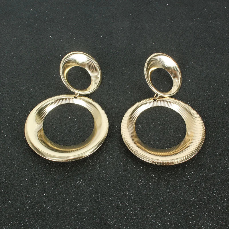 Fashion Jewellery Hip Hop Big Round Dangle Drop Earrings for Women Trending Products Piercing Ear Elegant Woman Hoop Earrings