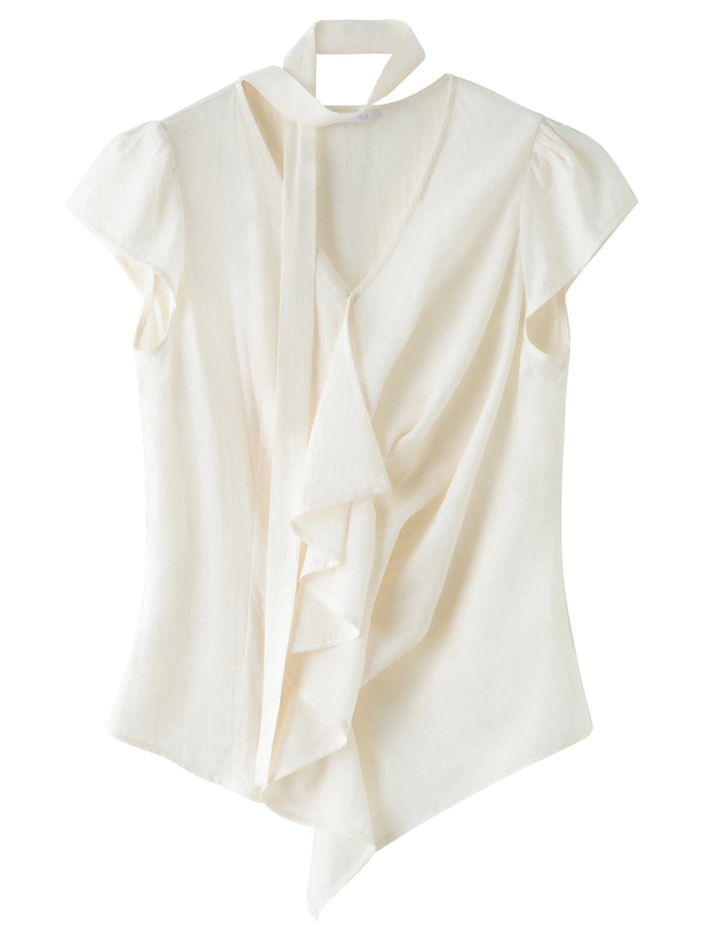 FSLE Ruffled V-neck Shirt for Women 2025 Summer New Arrival Elegant Temperament Commuting Flying Sleeve Slim Chic Top