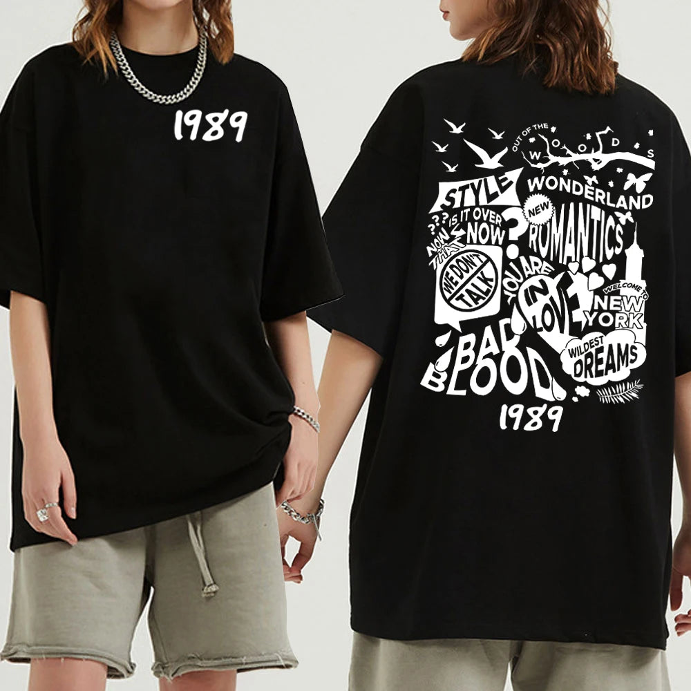 Taylor 1989 Shirt Midnights Shirt Gift for Fans Taylor Music Album Shirt Swiftie Shirt O-Neck Cute Short Sleeve Shirts