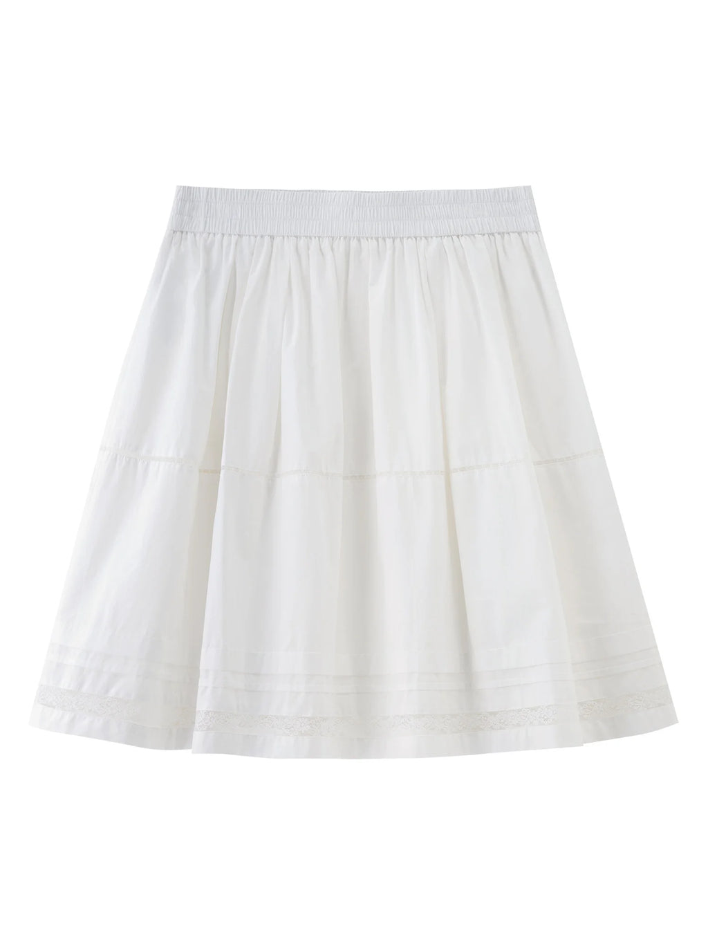 DUSHU Plus-Size Women's Sweet Ballet-Inspired Multi-Layered Gathered Lace Hem Skirt - 2025 Autumn New Arrival