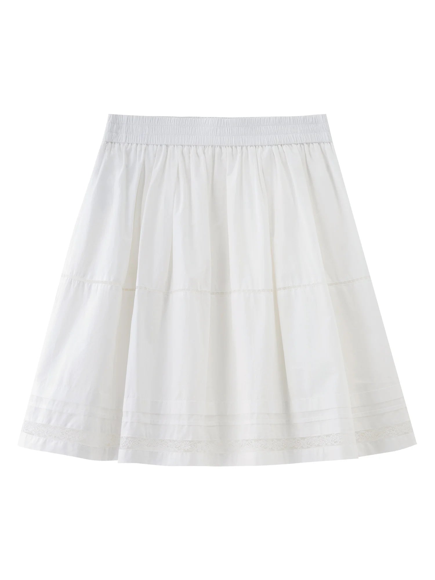 DUSHU Plus-Size Women's Sweet Ballet-Inspired Multi-Layered Gathered Lace Hem Skirt - 2025 Autumn New Arrival