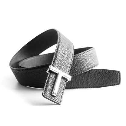 Top Luxury Designer Brand Brass T Buckle Belt Men High Quality Women Genuine Real Leather Dress Strap for Jeans Waistband Grey