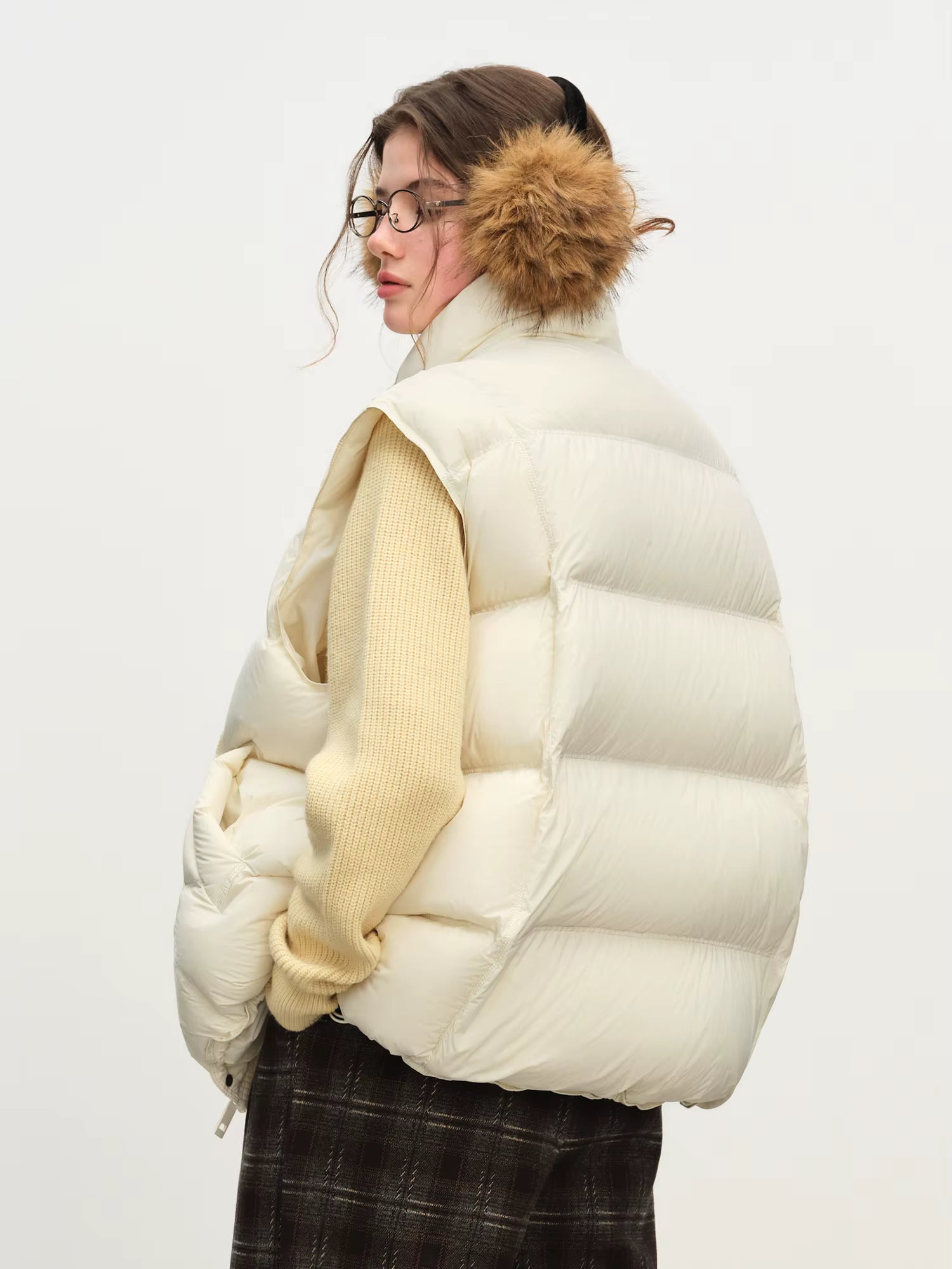 Winter 2025 Women's Korean Style Stand Collar Puffer Vest - Lightweight Down-Free Design Oversized Cloud-Like Fit Casual