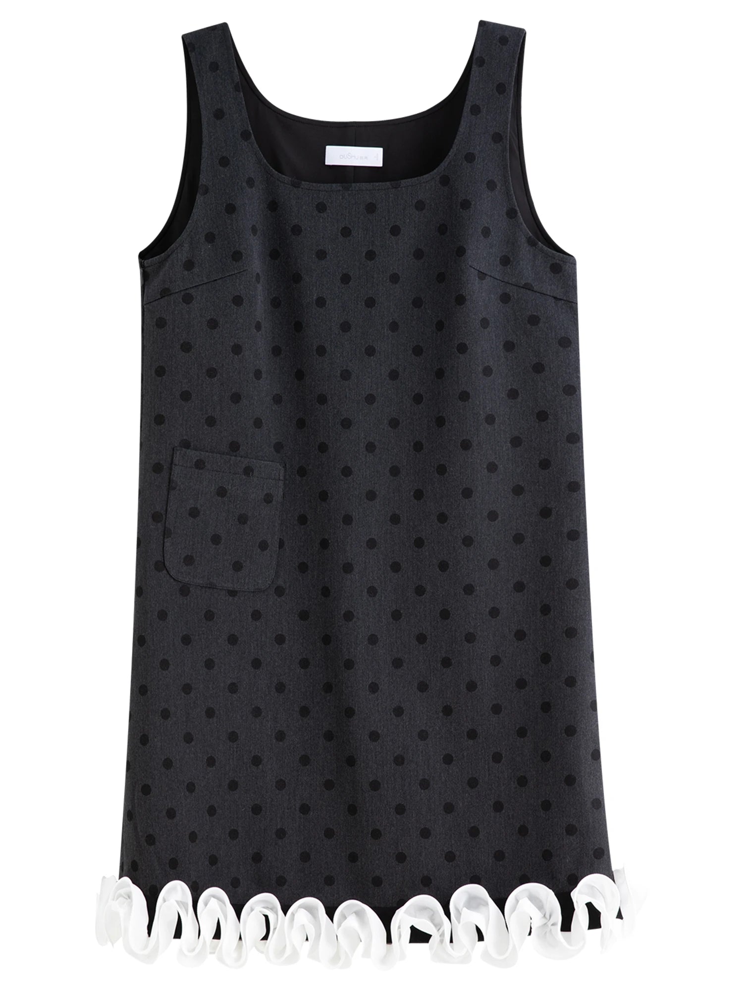 Polka Dot Print Contrast Color Lace Trim Sleeveless Dress Women 2025 Winter New Arrival Casual Party Wear Vest Dress