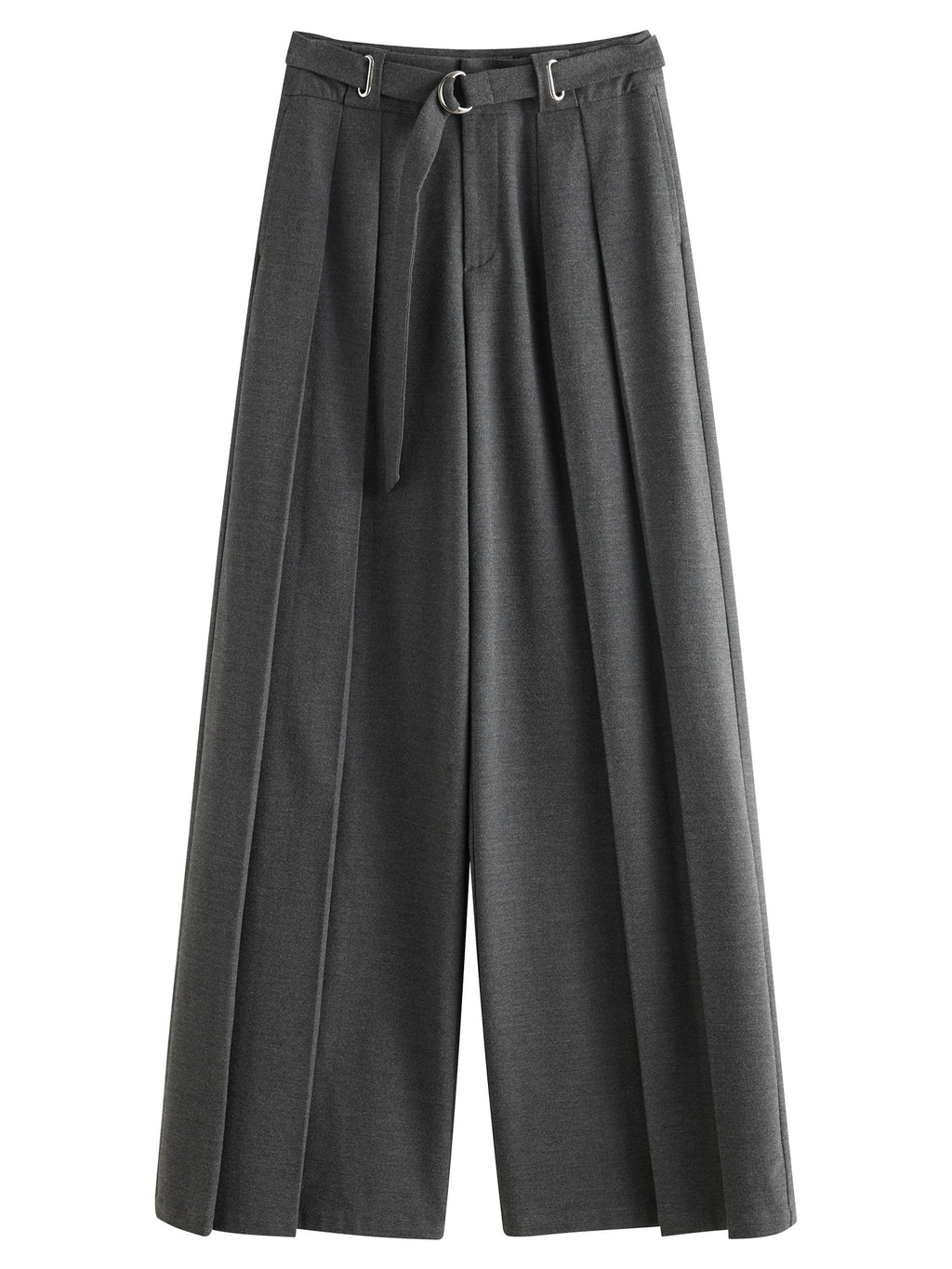 FSLE Women Winter Long Trousers Pleated Design Female Grey Elegant Thicken Full Length Loose Pants With Sashes 24FS14504