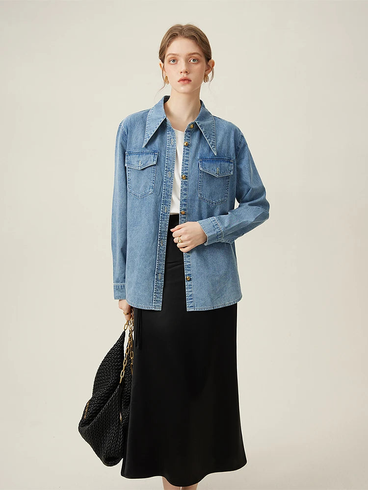 FSLE Casual Loose Vest Jacket Knitted Sweater 2024 Spring New Women's Versatile Cardigan Blue Women Jacket 24FS11331
