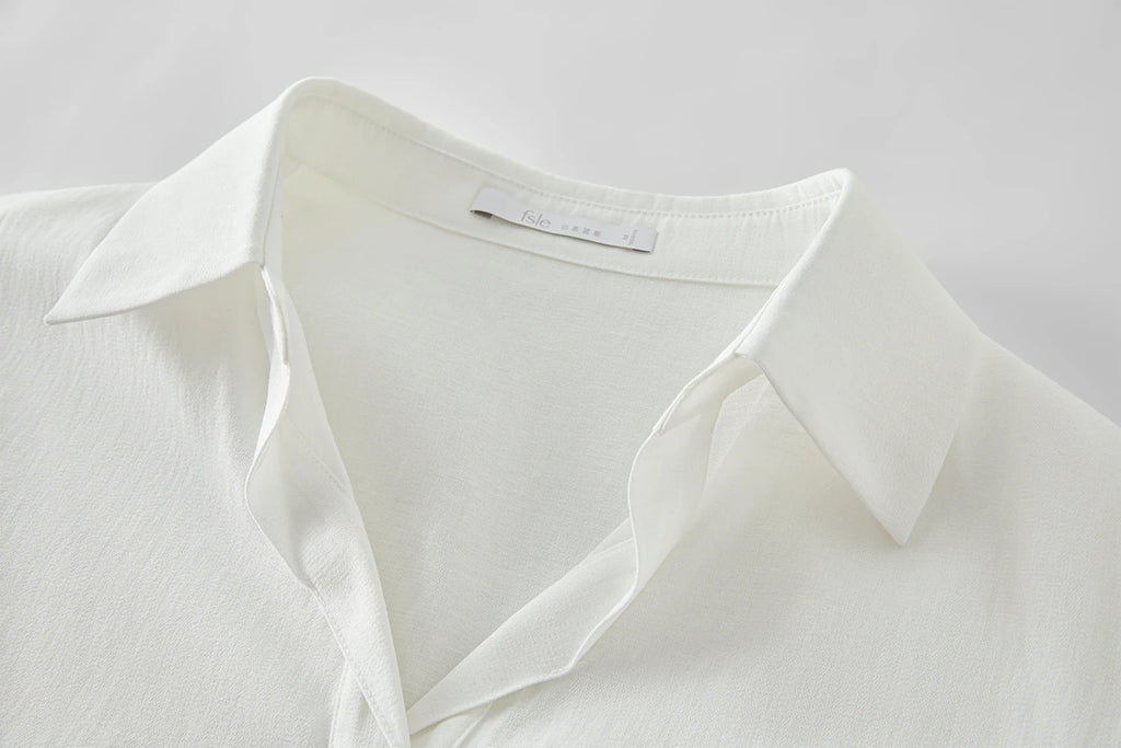 FSLE Linen Lazy Shirt Women 2025 Summer New Korean Version Pullover Loose Three-quarter Sleeve Shirt