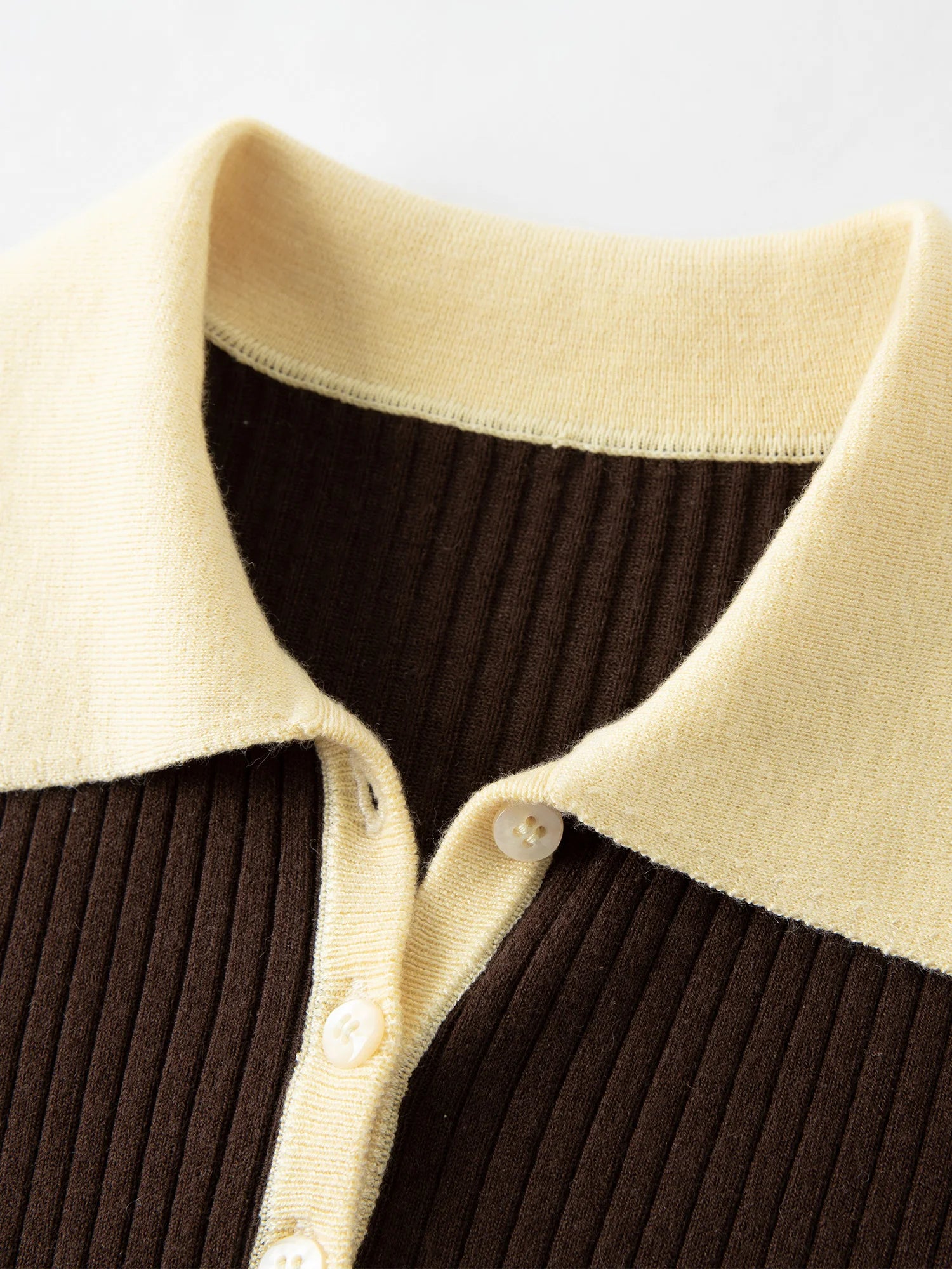 FSLE Silk and Wool Color Clash Polo Collar Knit Sweater for Women 2025 New Versatile Top Pullovers
