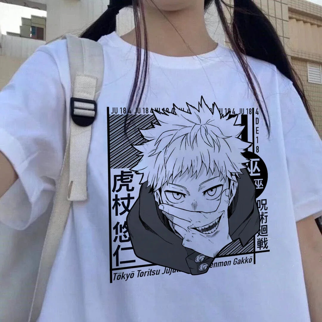 T-shirt Oversized Anime Women's T-shirts Jiu-Jitsu Kaisen T-shirt Unisex Top Graphic Y2k Cool Unisex T-shirt Male Goth Tops