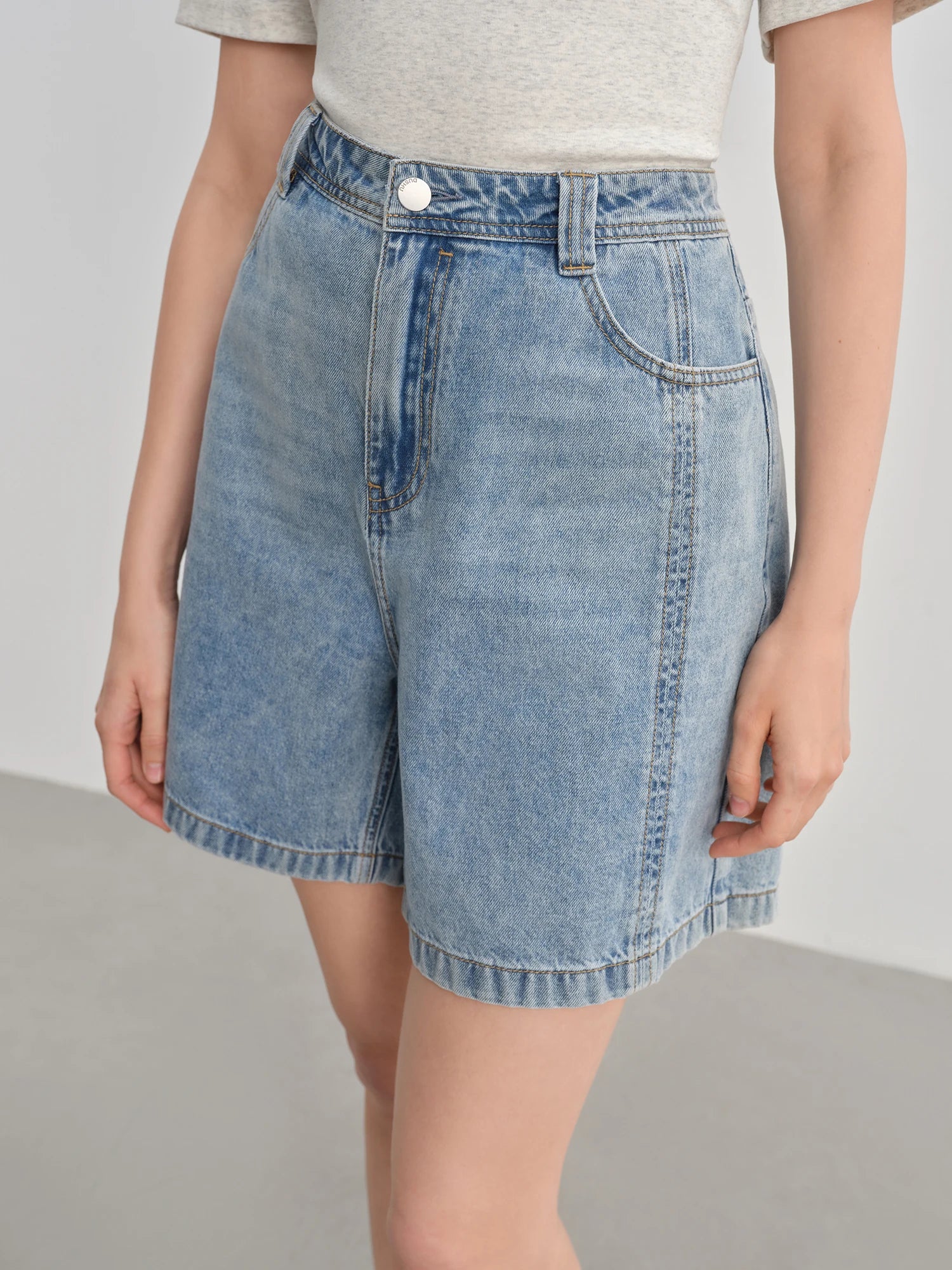 DUSHU Plus-Size Women's Soft Jeans Shorts - 2025 Summer New Arrival High-Waisted Slimming Casual Versatile Pants