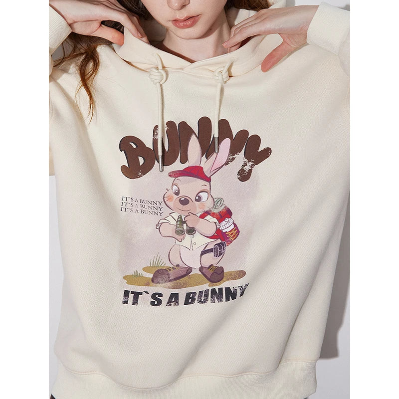 TOYOUTH Women Hoodies Sweatshirt 2024 Autumn Winter New Rabbit Printed hooded Slim Fit Casual Pullover Tops