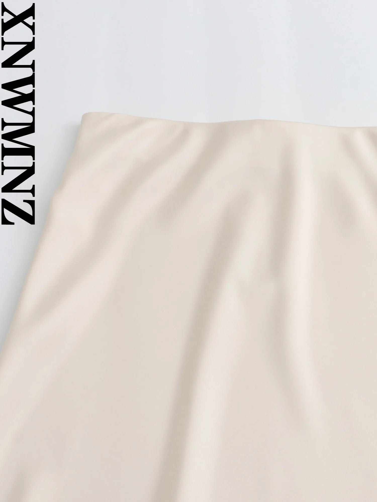 XNWMNZ Women's Fashion Flowing Satin Midi Skirt Women Vintage Elastic High Waist Flared hem High Street Female Skirt