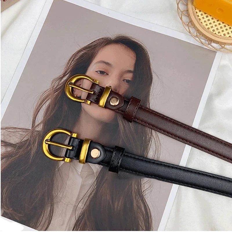 Women Belt Genuine Cowhide Leather Girdle Luxury Brand High Quality Thin Belts Female Jeans Windbreaker Waistband