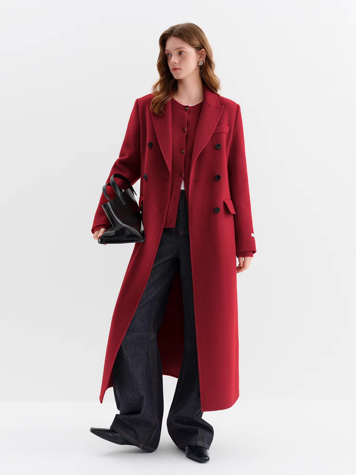 Women Tailored Coat with Double-Faced Tweed Oversized Flattering Silhouette Premium Wool Outerwear 2025 Winter New Arrival