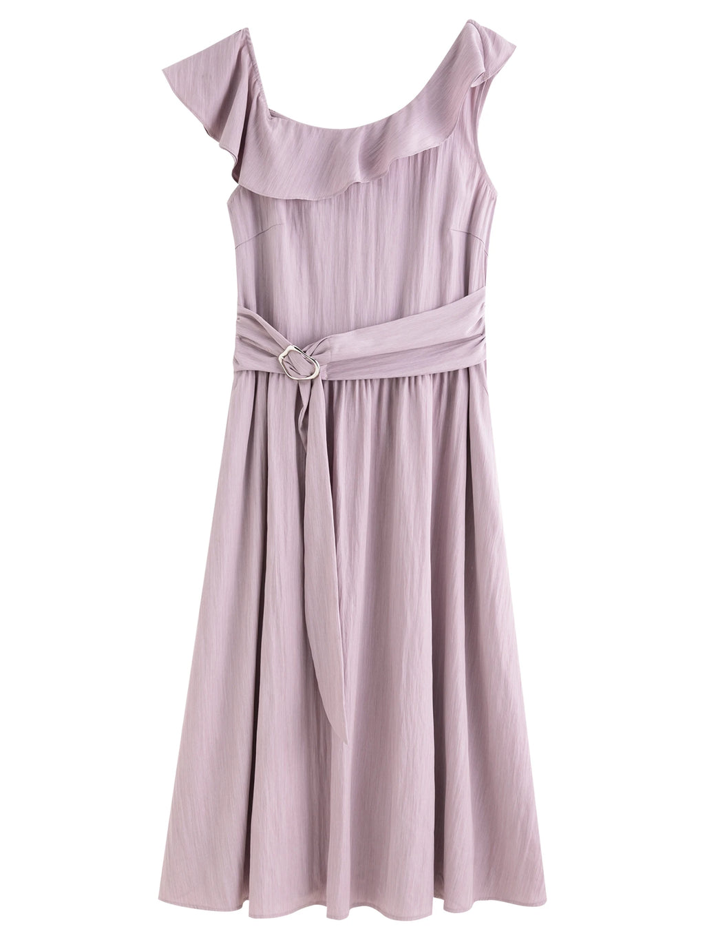DUSHU Light Purple Romantic Ruffled Off-shoulder Sleeveless Dress 2025 Summer New Arrival Long Dress Holiday Season