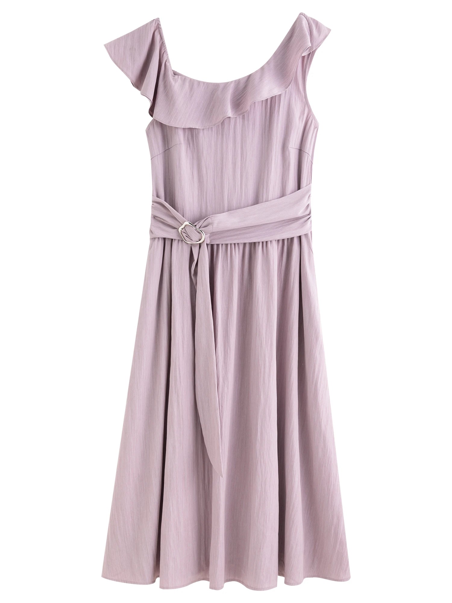 DUSHU Light Purple Romantic Ruffled Off-shoulder Sleeveless Dress 2025 Summer New Arrival Long Dress Holiday Season