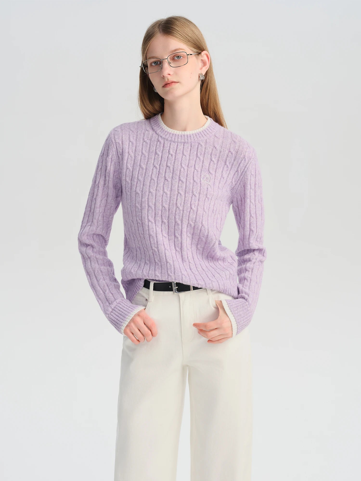 ZIQIAO-Petite Women's Mock Two-Piece Round Neck Jacquard Wool Knit Sweater Korean-Style Pullover Fall 2025 New Arrival Pullovers