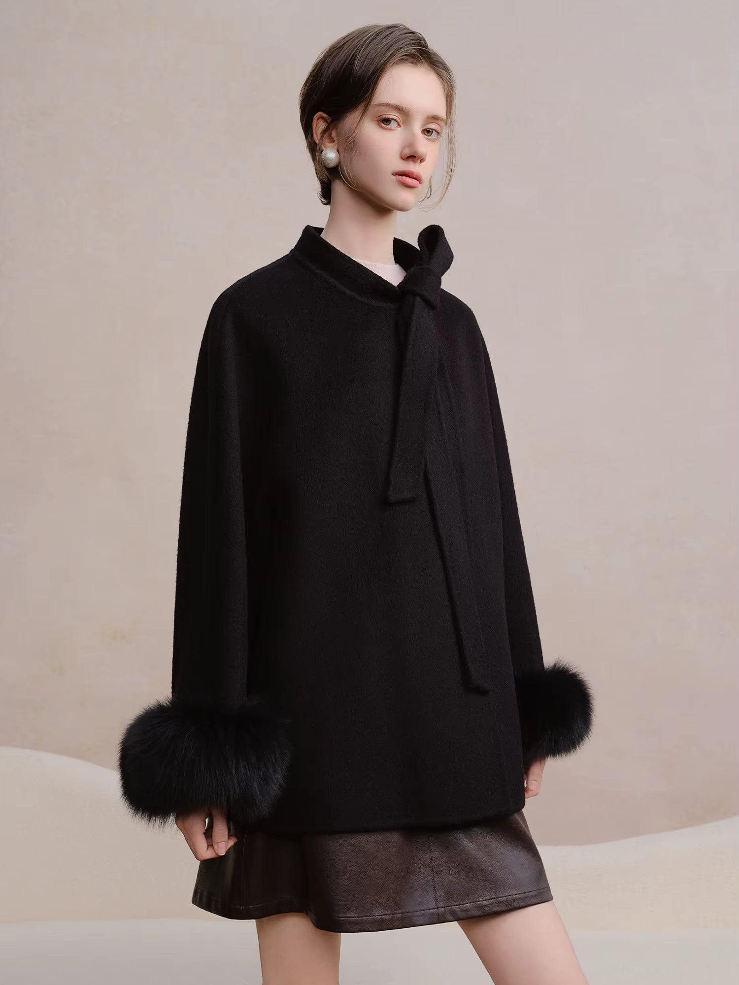 Winter 2025 Women's Double Faced Short Coat - Luxury Wool Blend Premium Tweed Jacket Casual Elegance for Daily Outwear