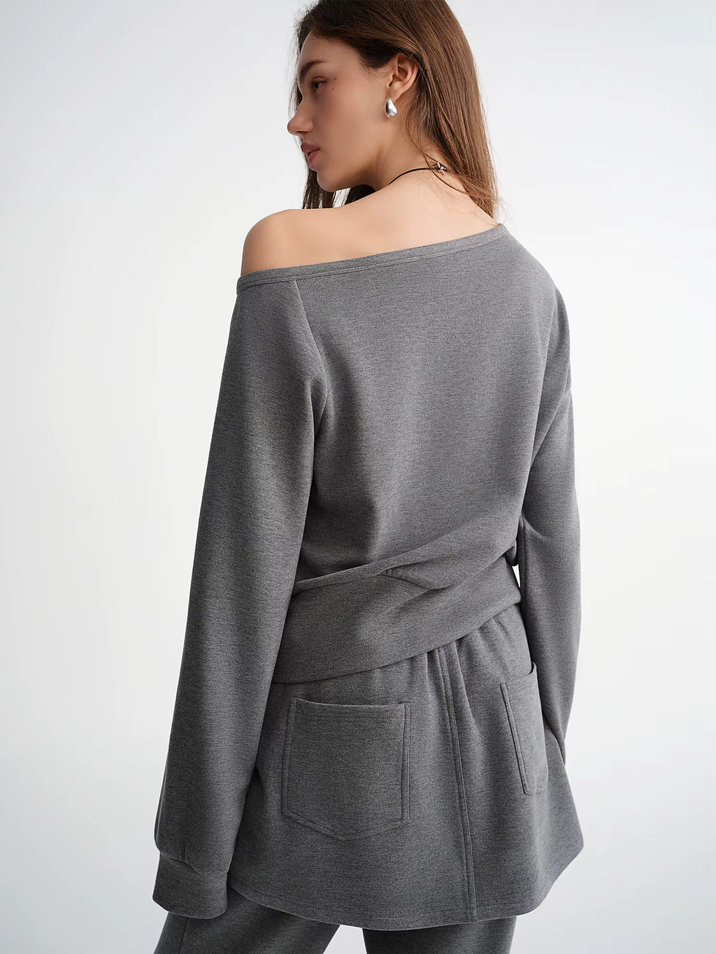 Plus Size Women's Off-Shoulder Hoodie Two-Piece Fashion Set with Unique Design Fall Winter 2025 Style Fantasy Collection