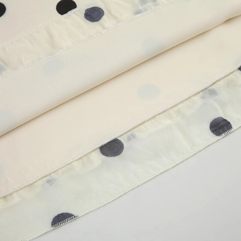 Vintage Polka Dot Bias Midi Skirt with Ruffle Hem