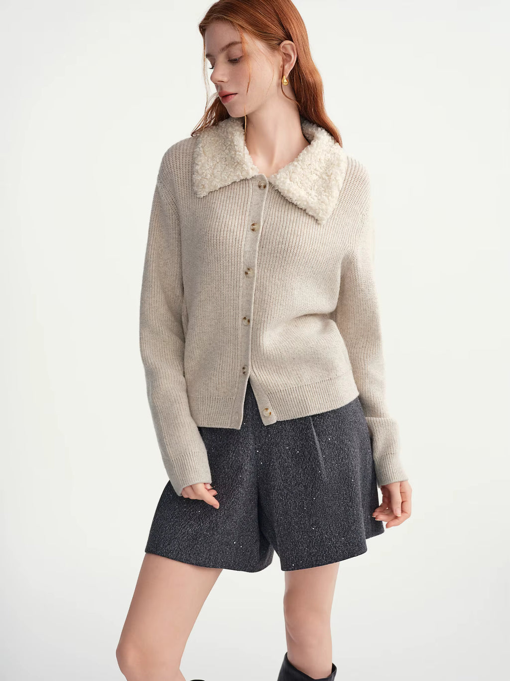 2025 Winter Women's Plush Lapel Cardigan - Curvy Fit Slimming Knit Open Front Sweater for Autumn and Winter Outfits