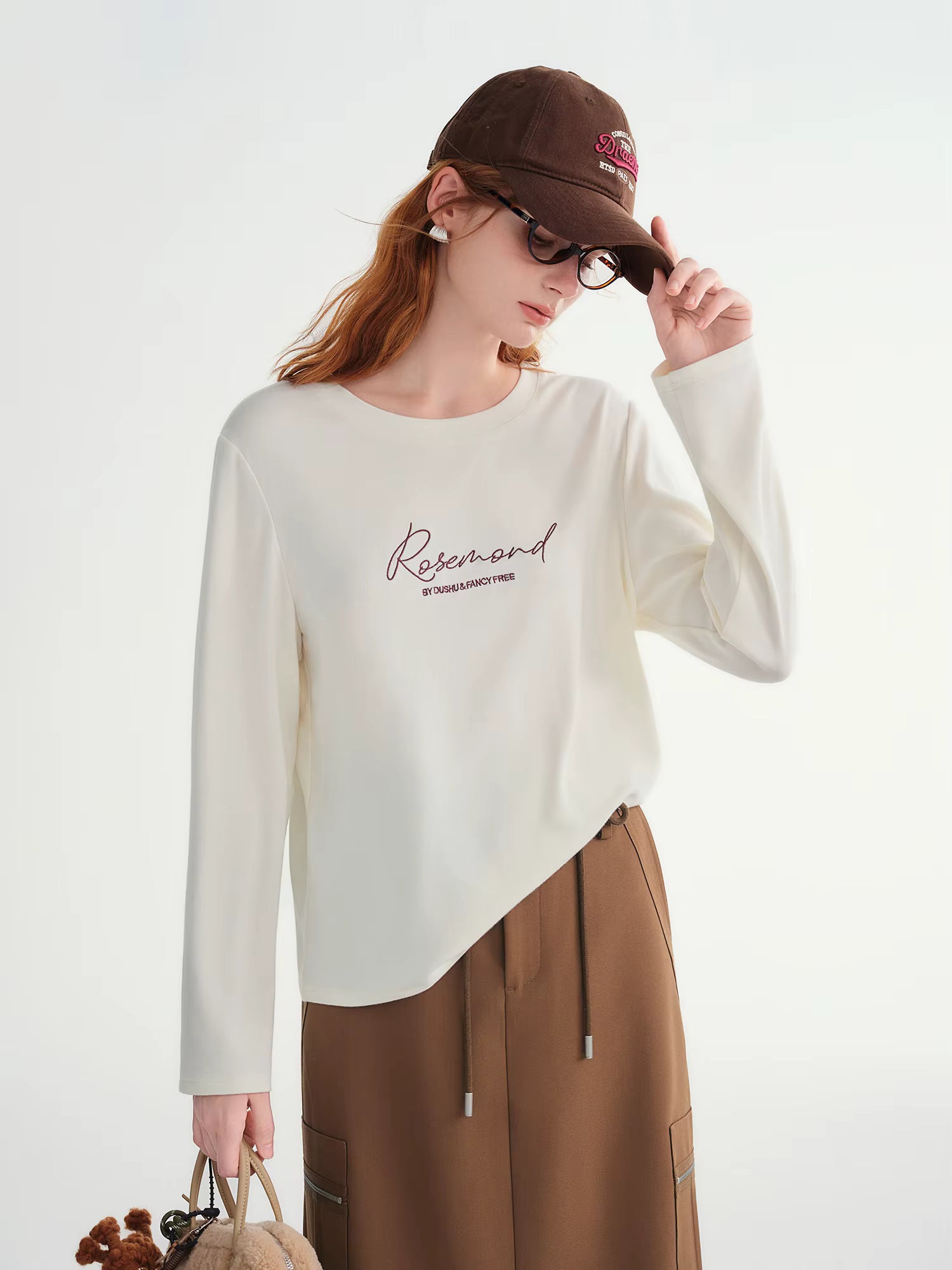 Letter Embroidery T-Shirt Women 2025 Autumn Winter Vintage American Style Long Sleeve Top Casual Streetwear Basic Tee