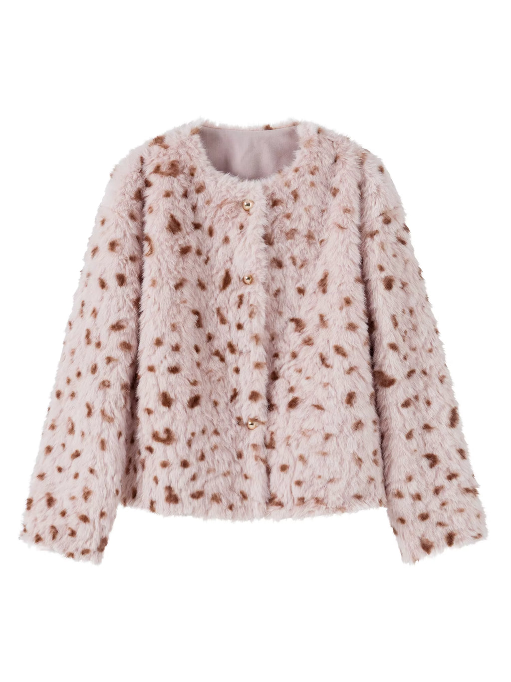 Chestnut Brown Leopard Print Women Faux Fur Stylish A-Line Trench Coat Fall Winter 2025 New Arrival Cozy Winter Essentials