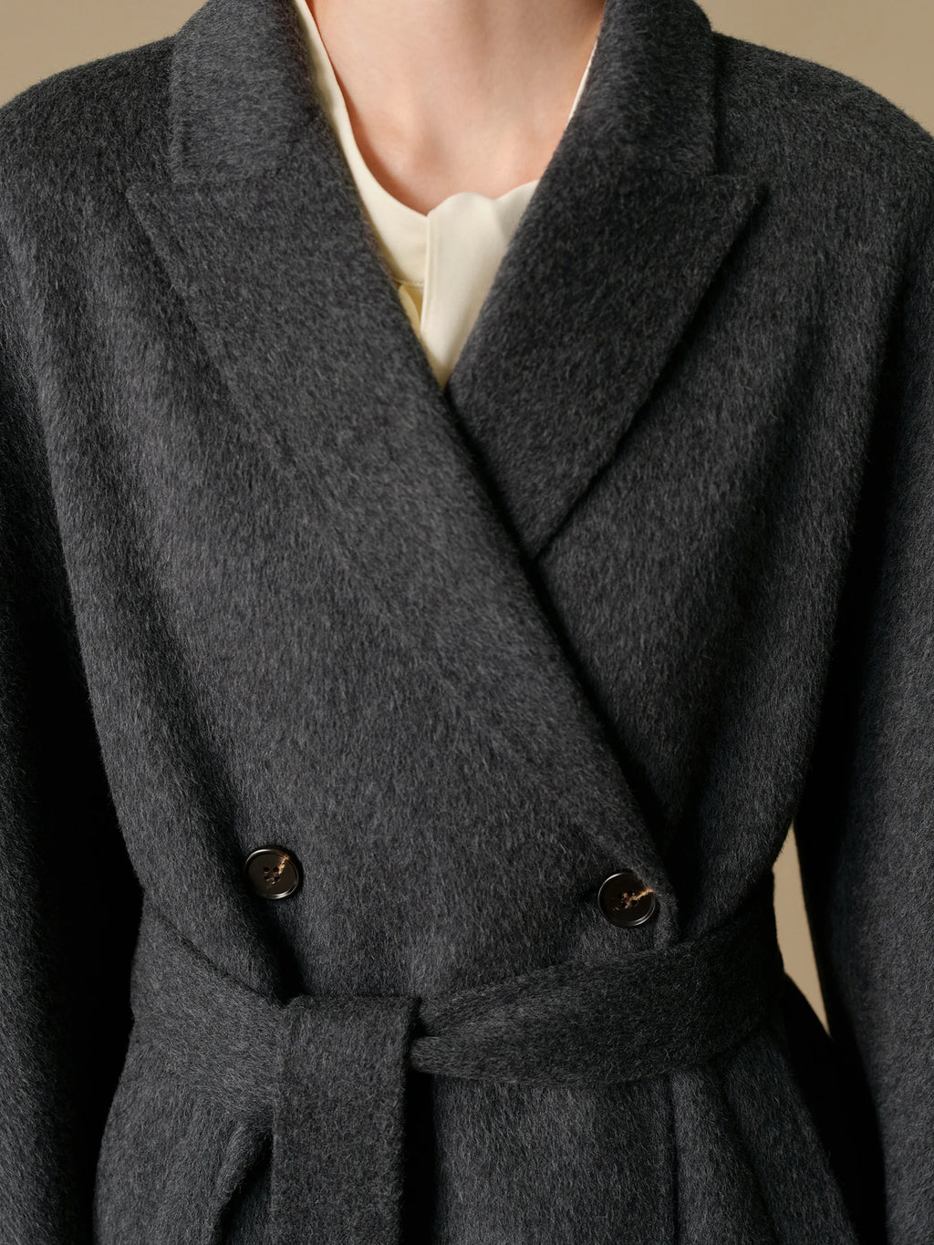 DUSHU 94.5% Sheep Wool Plus Size Grey Long Coat For Women 2024 Winter New Design Fashion Warm Long Woolen Coat Jacket 24DH84035