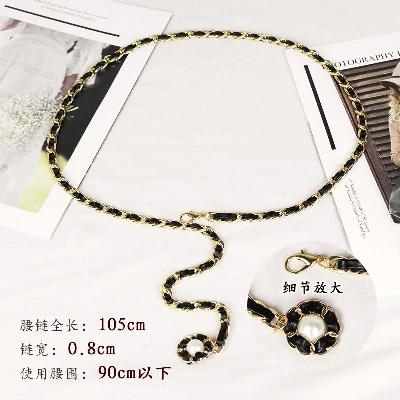 Belts for Women Chain Belt Female Lady Knit Belt Heart Metal Belts Jeans Waist Chains for Dress Ketting Riem Clothes Accessories