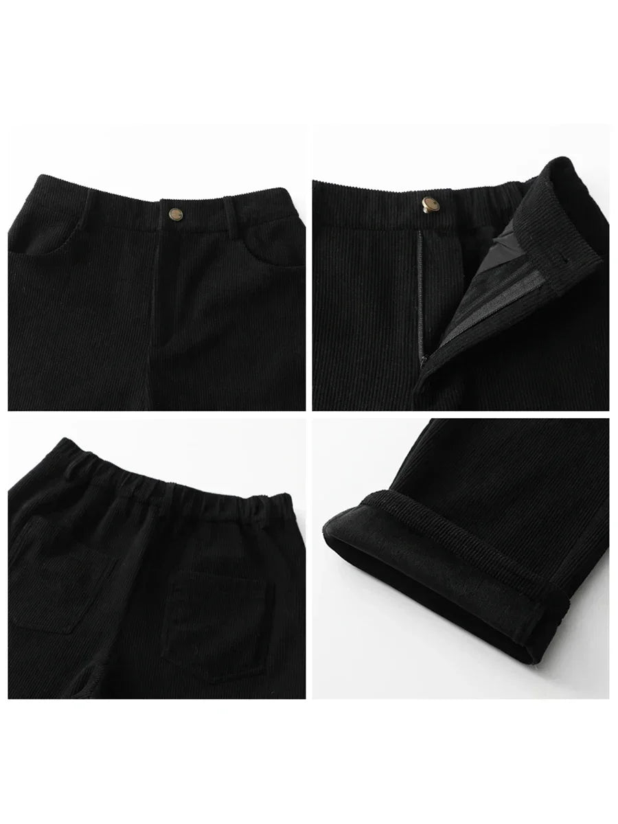 CHIC VEN Women's Pants Casual High Waist Wide Leg Straight Trousers Vintage Corduroy Warm Female Streetwear Autumn Winter 2023