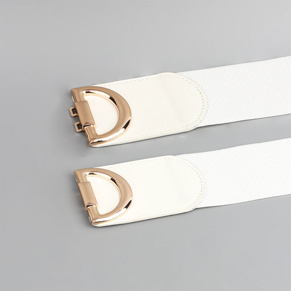 Women's Fashionable Elastic Wide Variety Of Belt Designer Luxury Brand Golden Buckle Waist Dress Coat Sweater Decorative Waistba